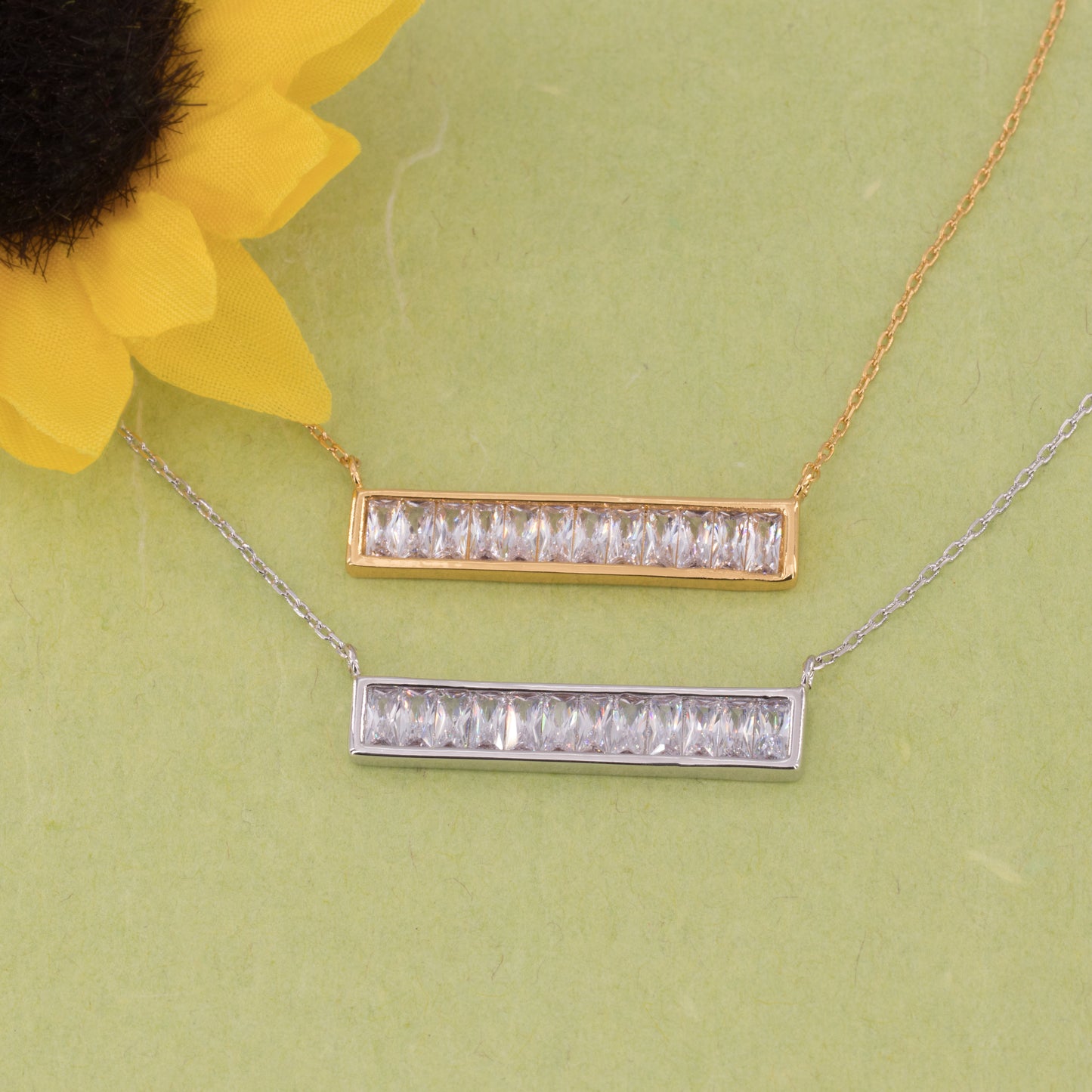 Sparkly Clear Bar Necklace