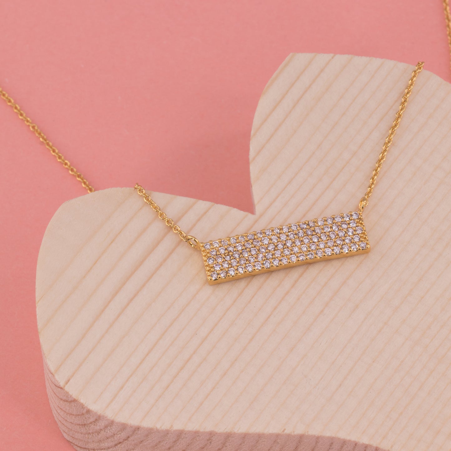 Clear Gem ID Bar Necklace