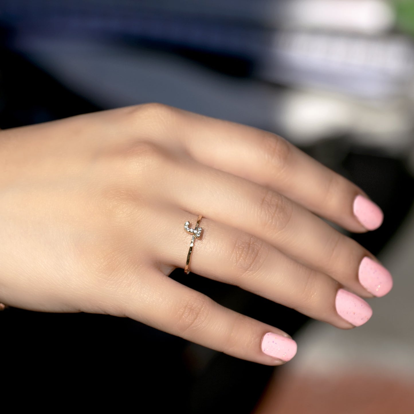 initial ring cubic zirconia stones in gold plated