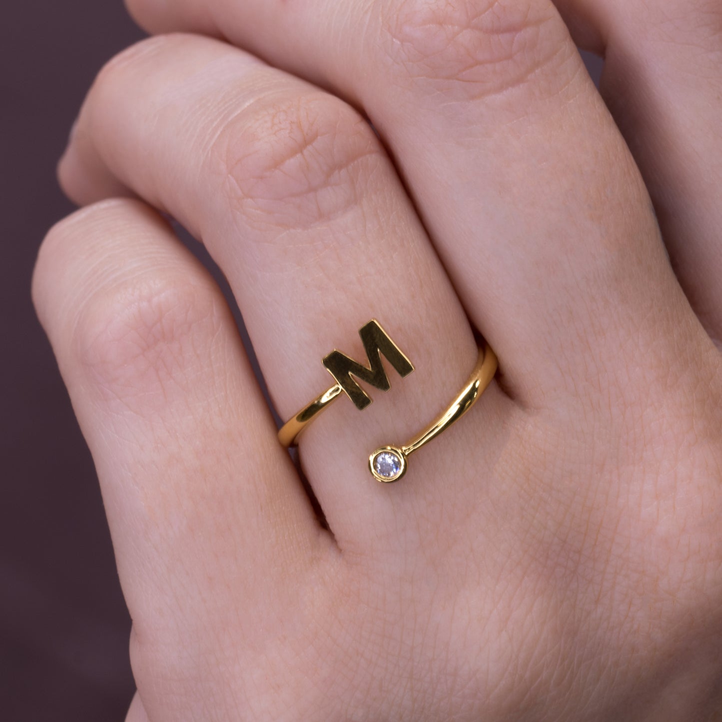 Adjustable Monogram Initial Ring