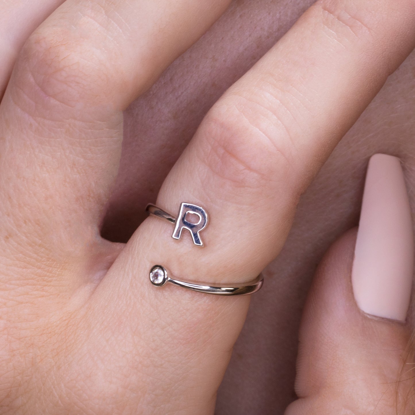 Adjustable Monogram Initial Ring