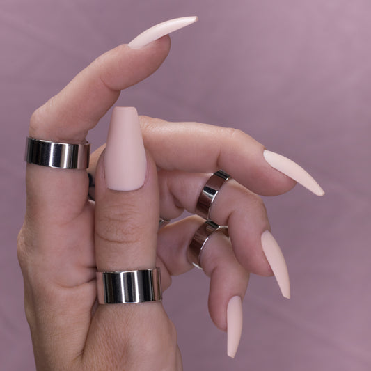 Wide Metal Ring Band Set of 5