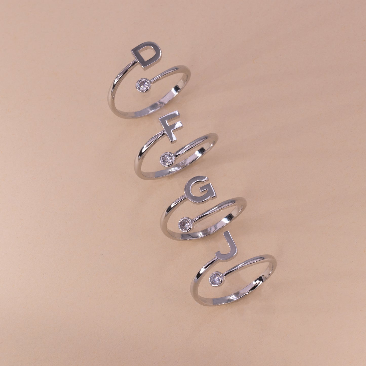 Adjustable Monogram Initial Ring