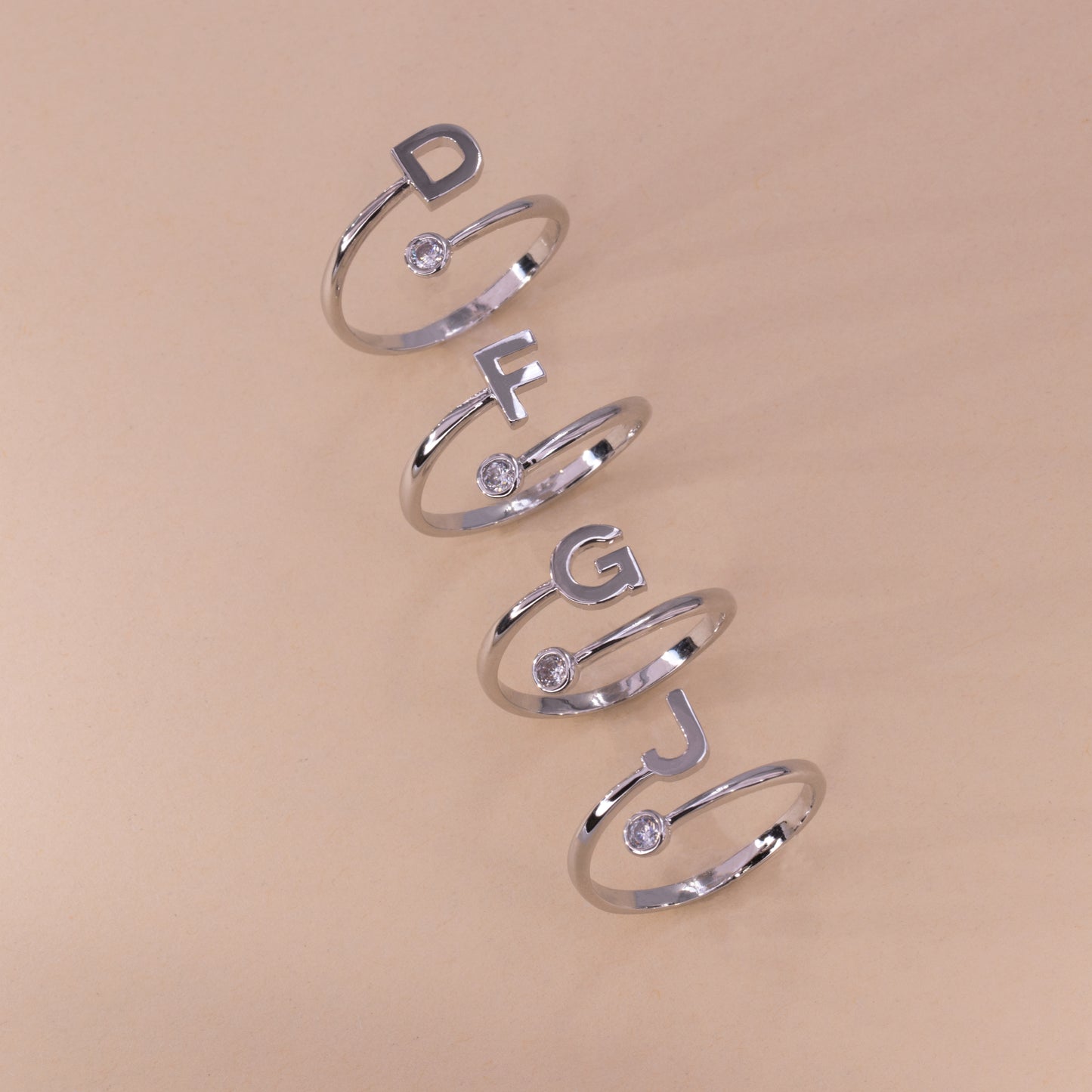 Adjustable Monogram Initial Ring