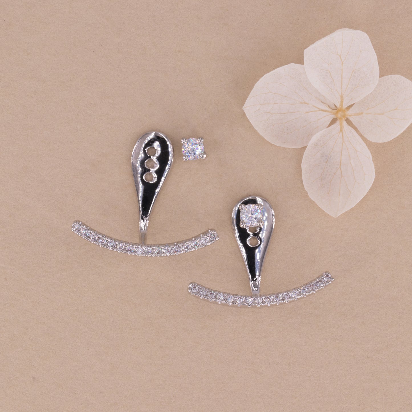 Curved Bar Ear Jacket Earrings - Front and Back Earrings