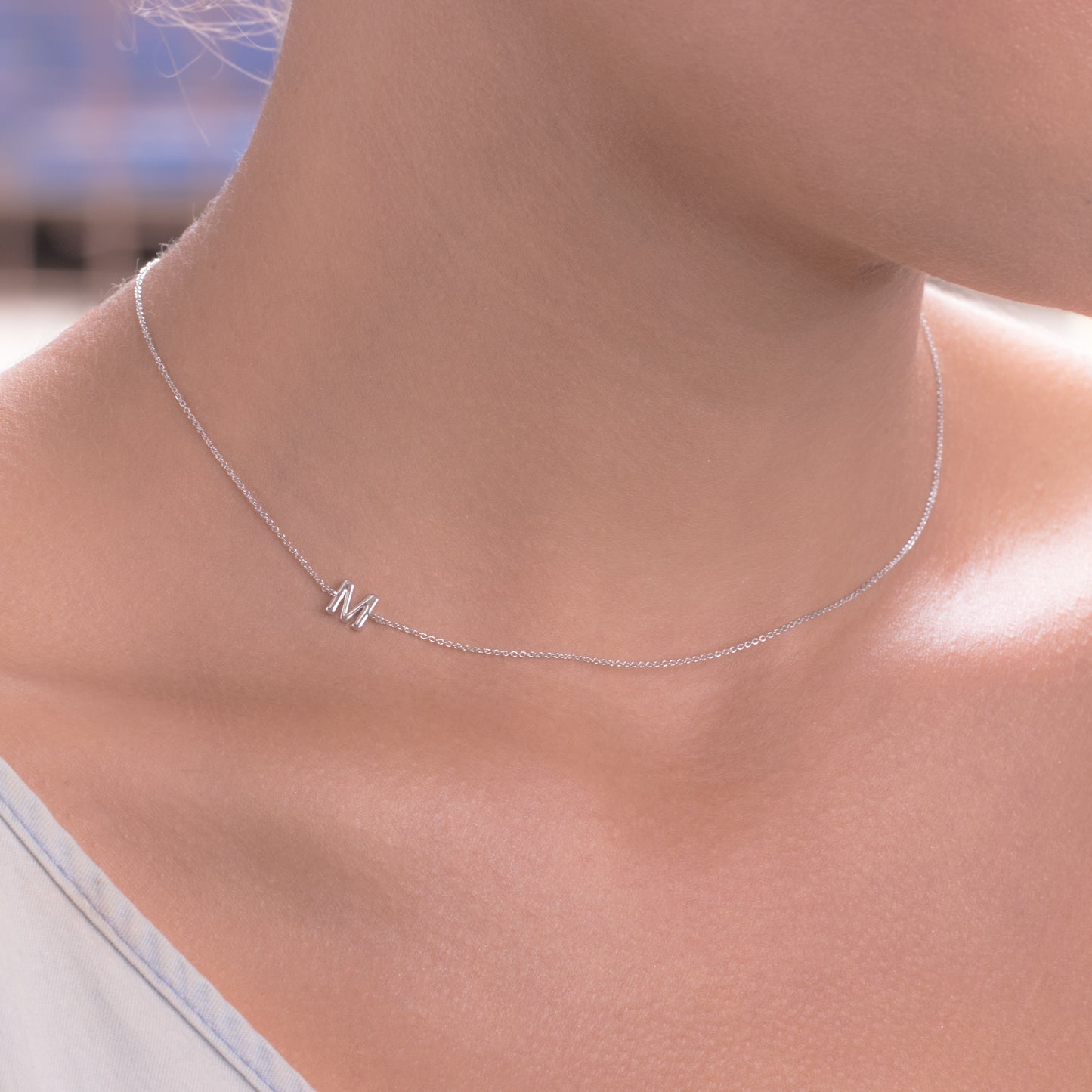 Dainty Sideways Initial Necklace