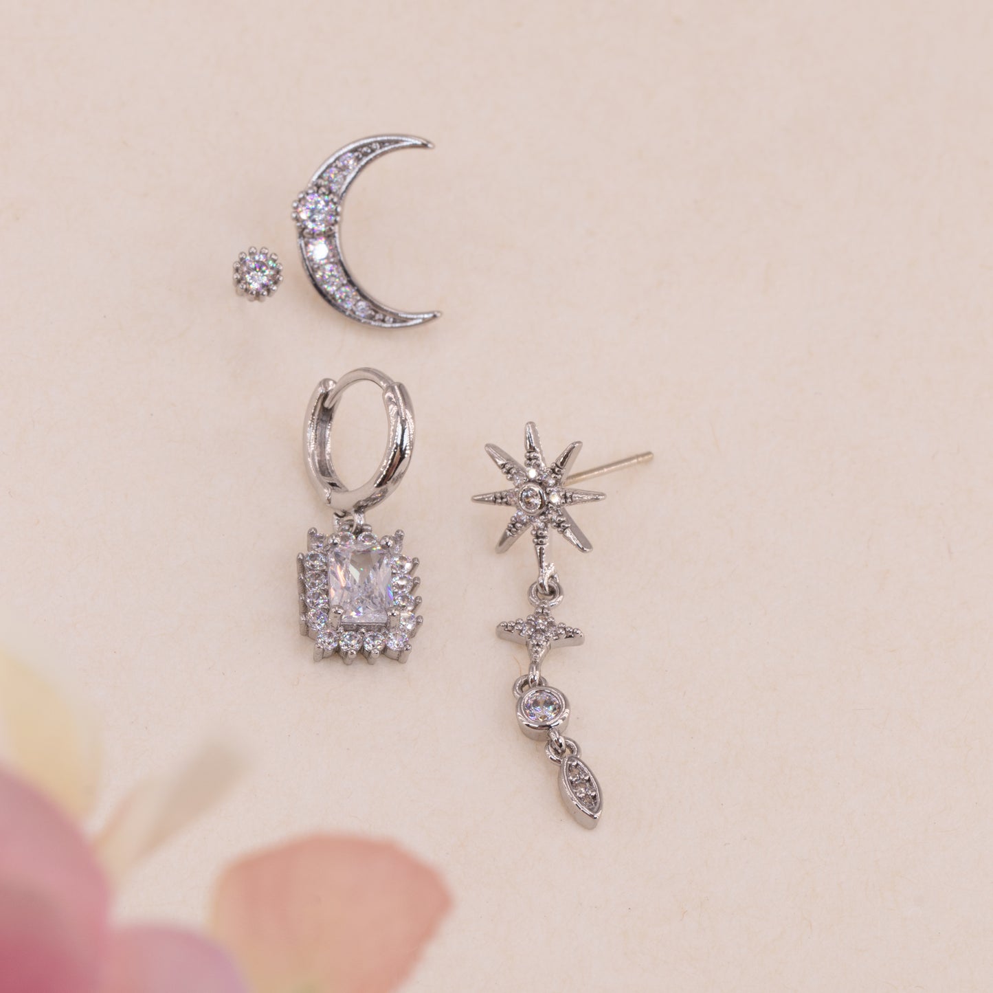 Star, Moon Sun Celestial Earrings Set