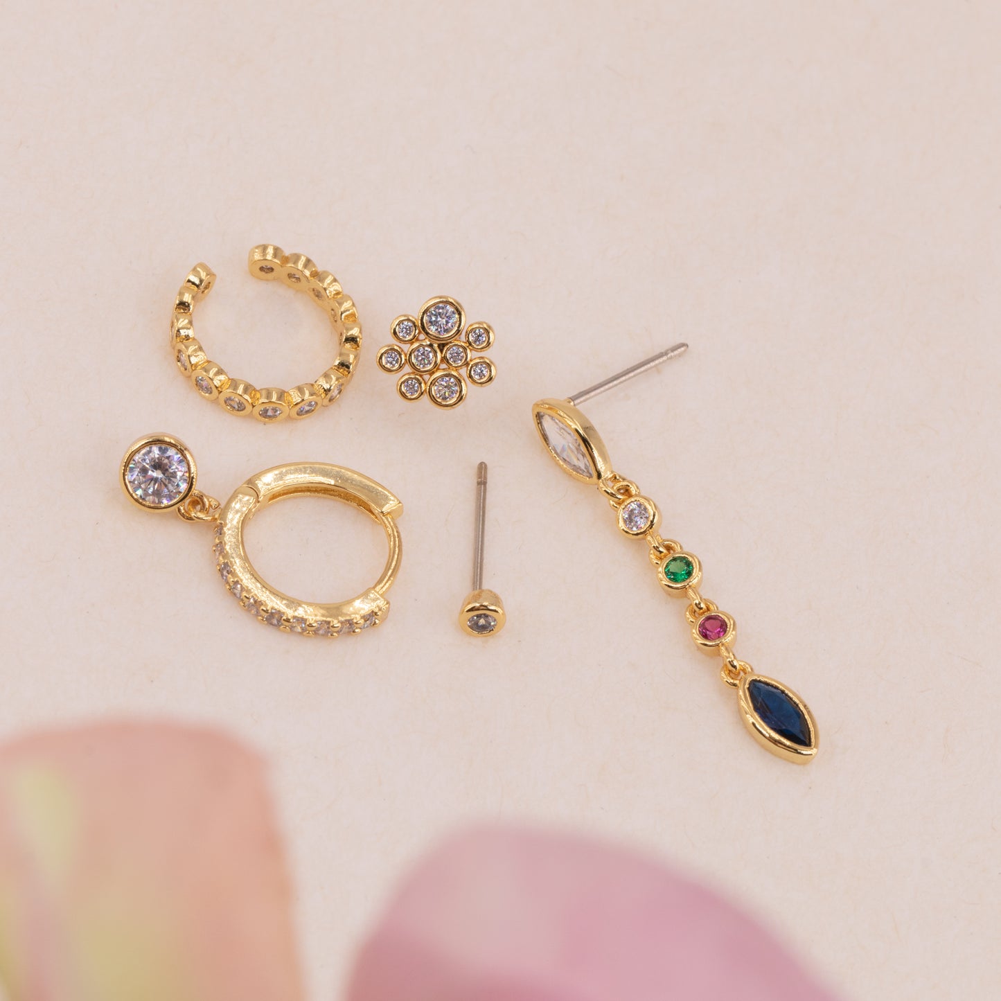 Clear Gem Cluster Ear Party Set