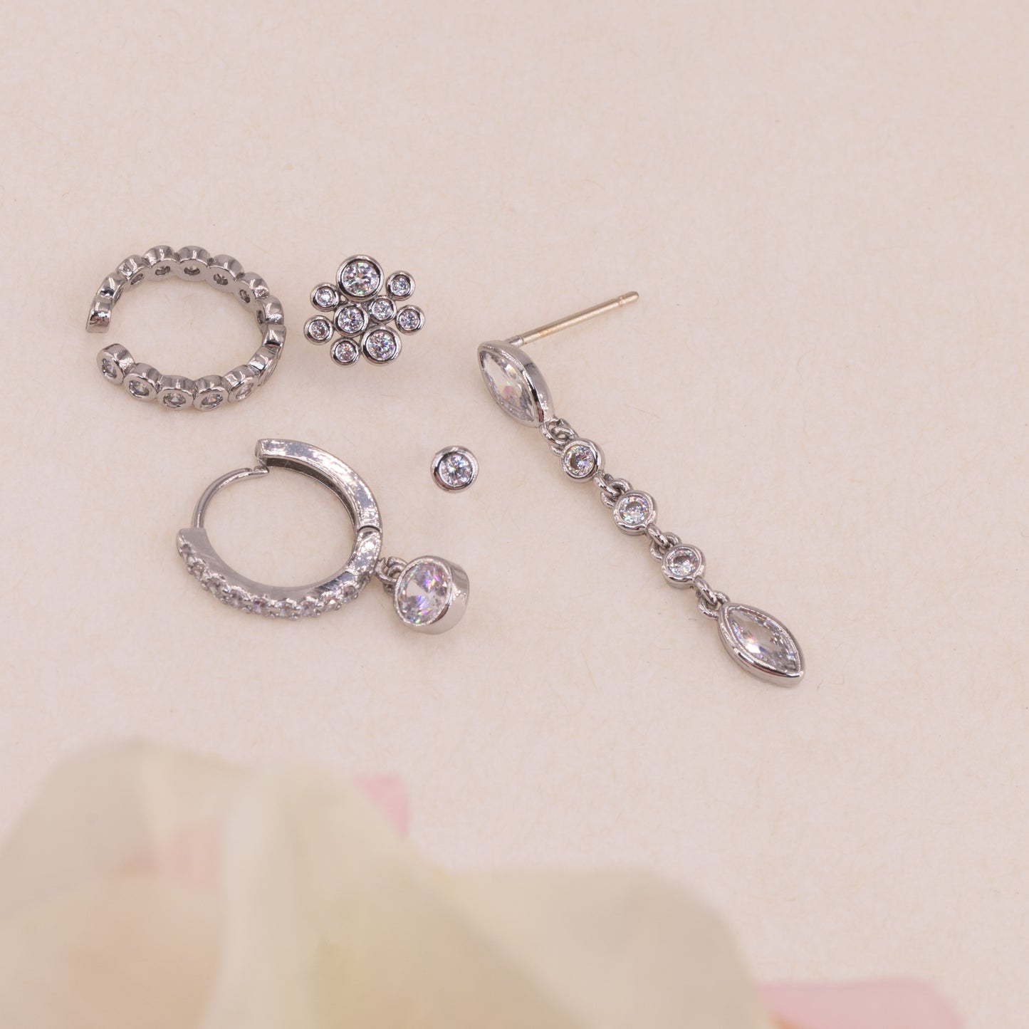 Clear Gem Cluster Ear Party Set