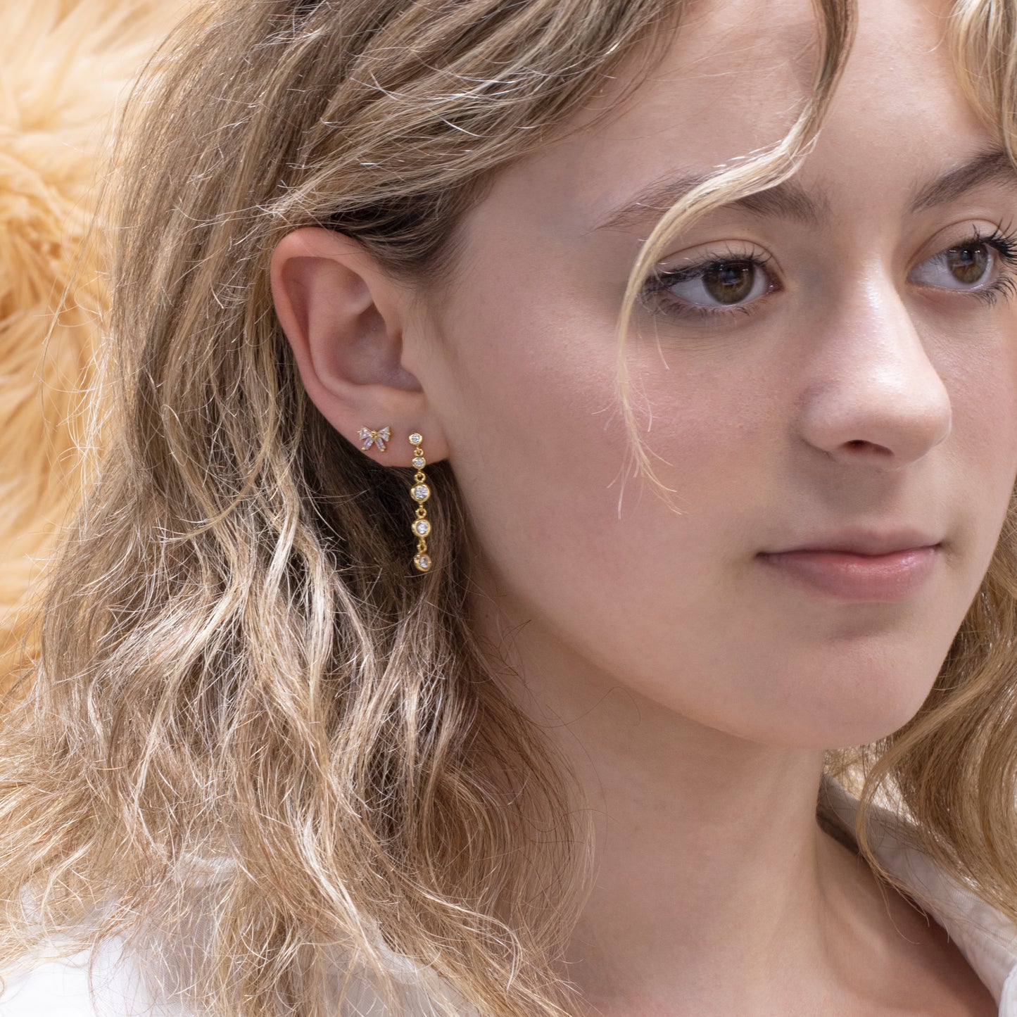 Clear Gem Bow Ear Party Mismatched Earrings