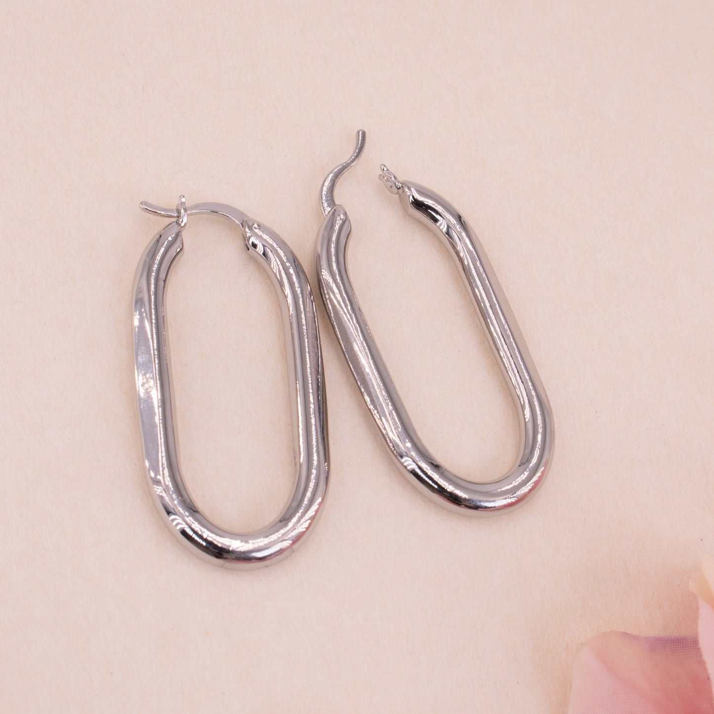 Thick Chubby Oval Hoop Earrings