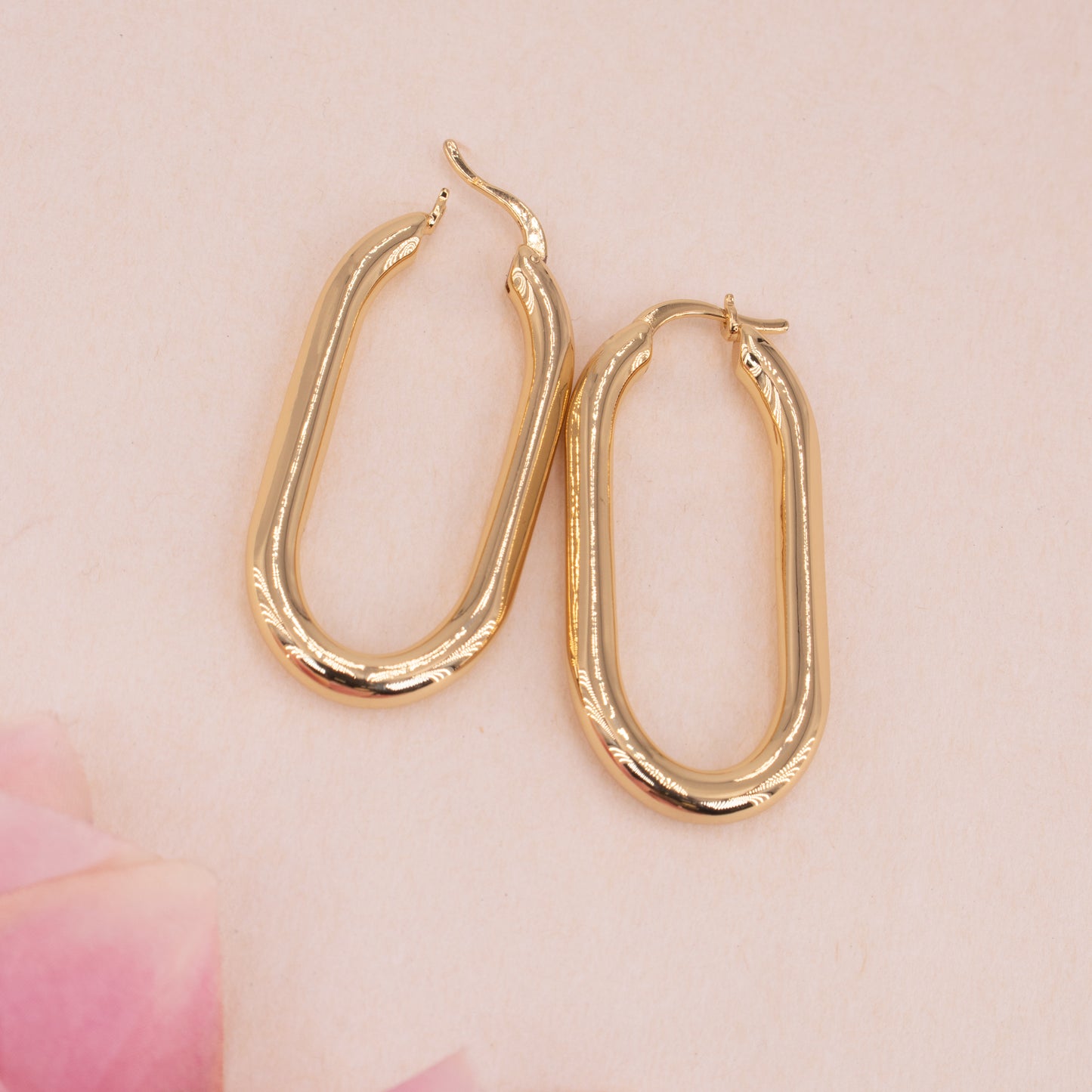 Thick Chubby Oval Hoop Earrings