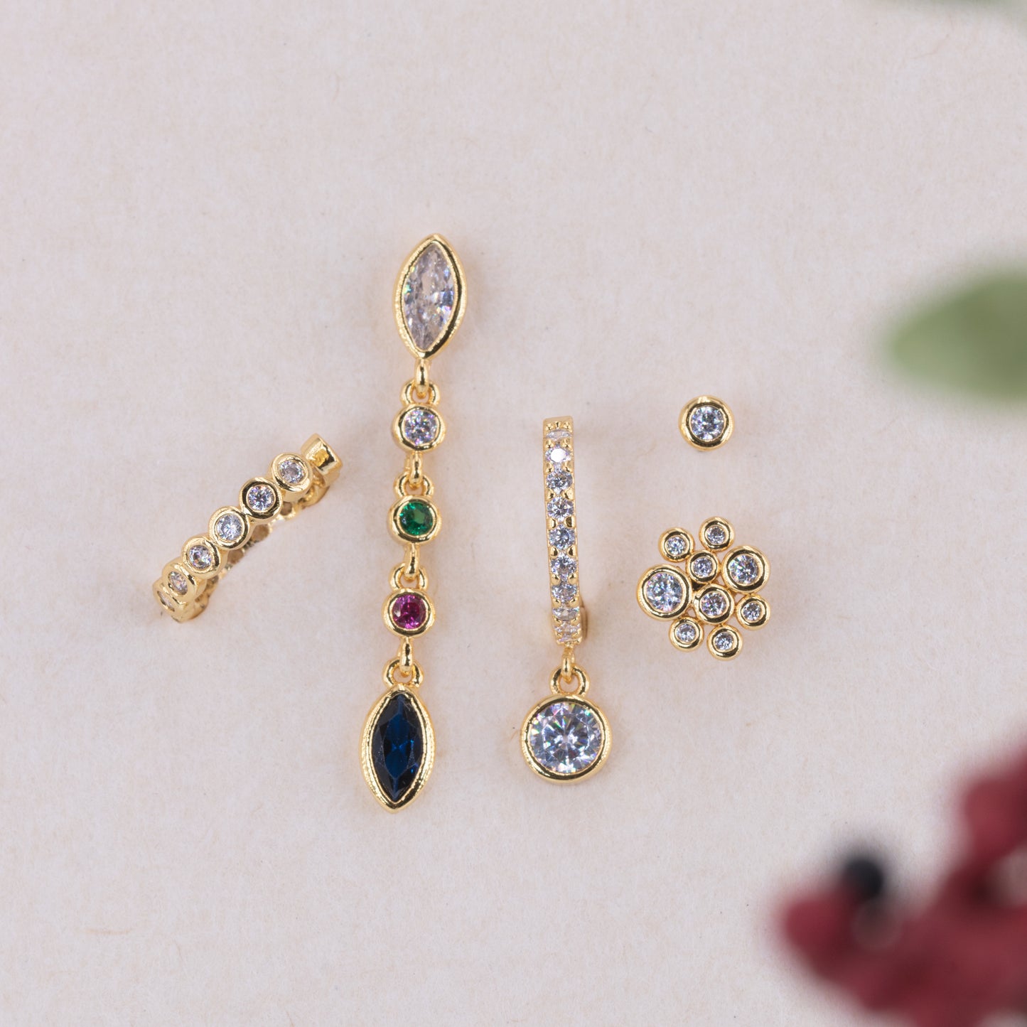 Clear Gem Cluster Ear Party Set