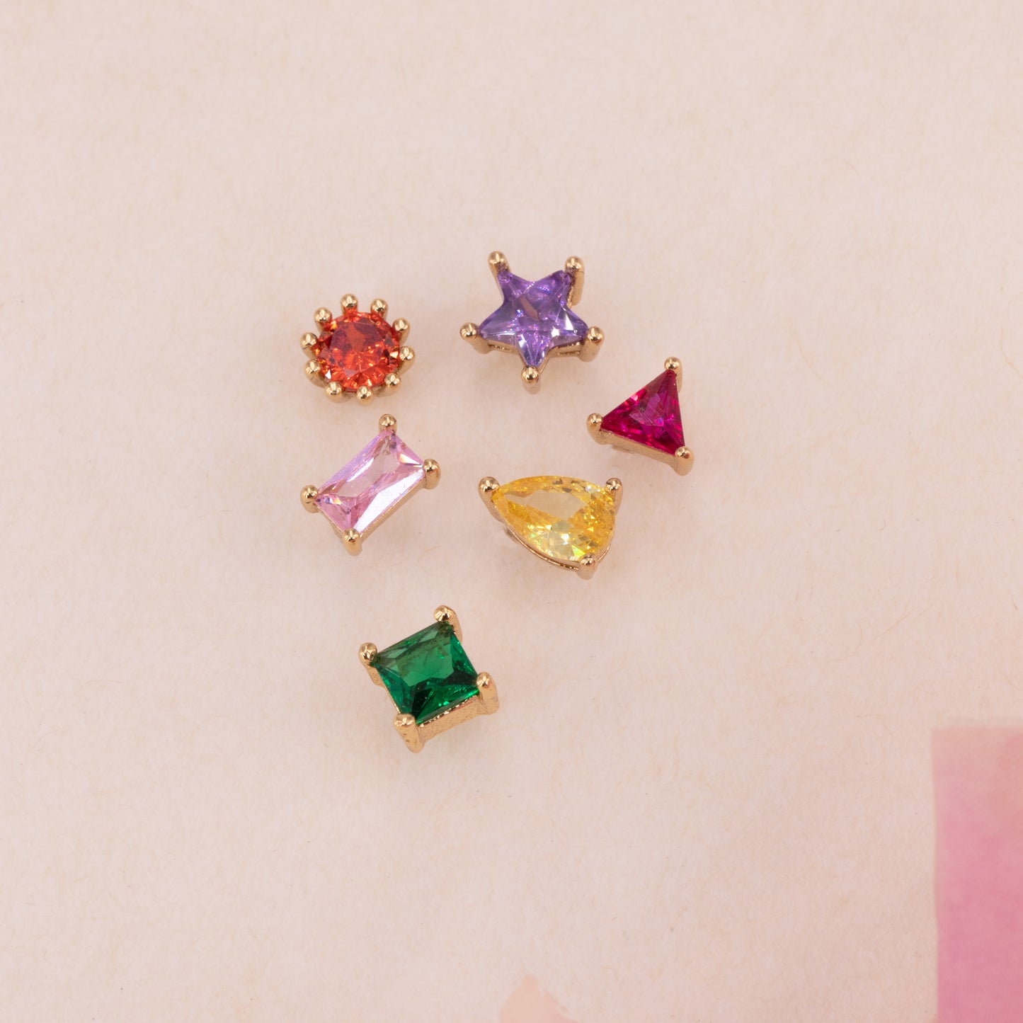 Colorful Gemstone Stud Earrings Set