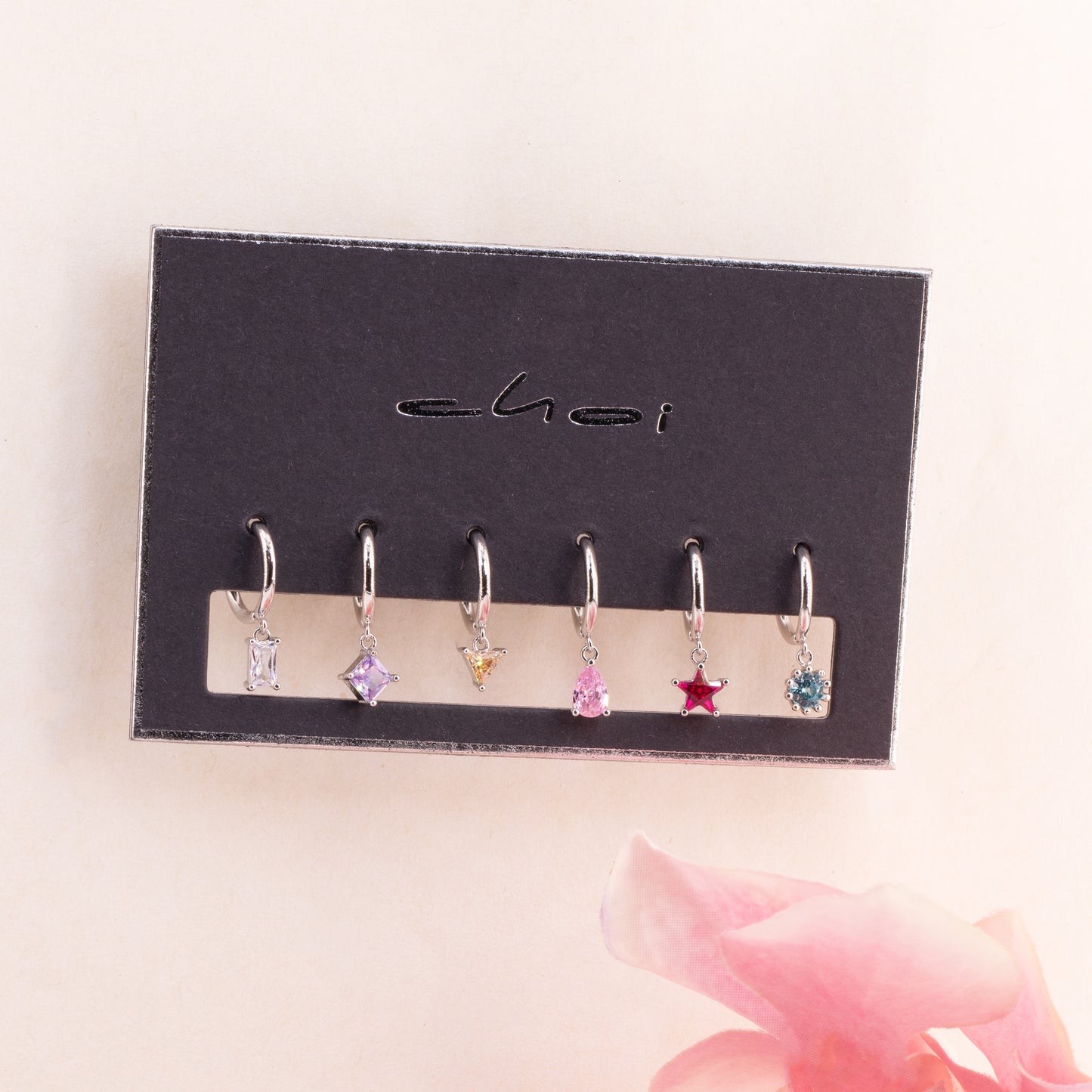 Huggie Earrings With Colorful Gemstone Charm
