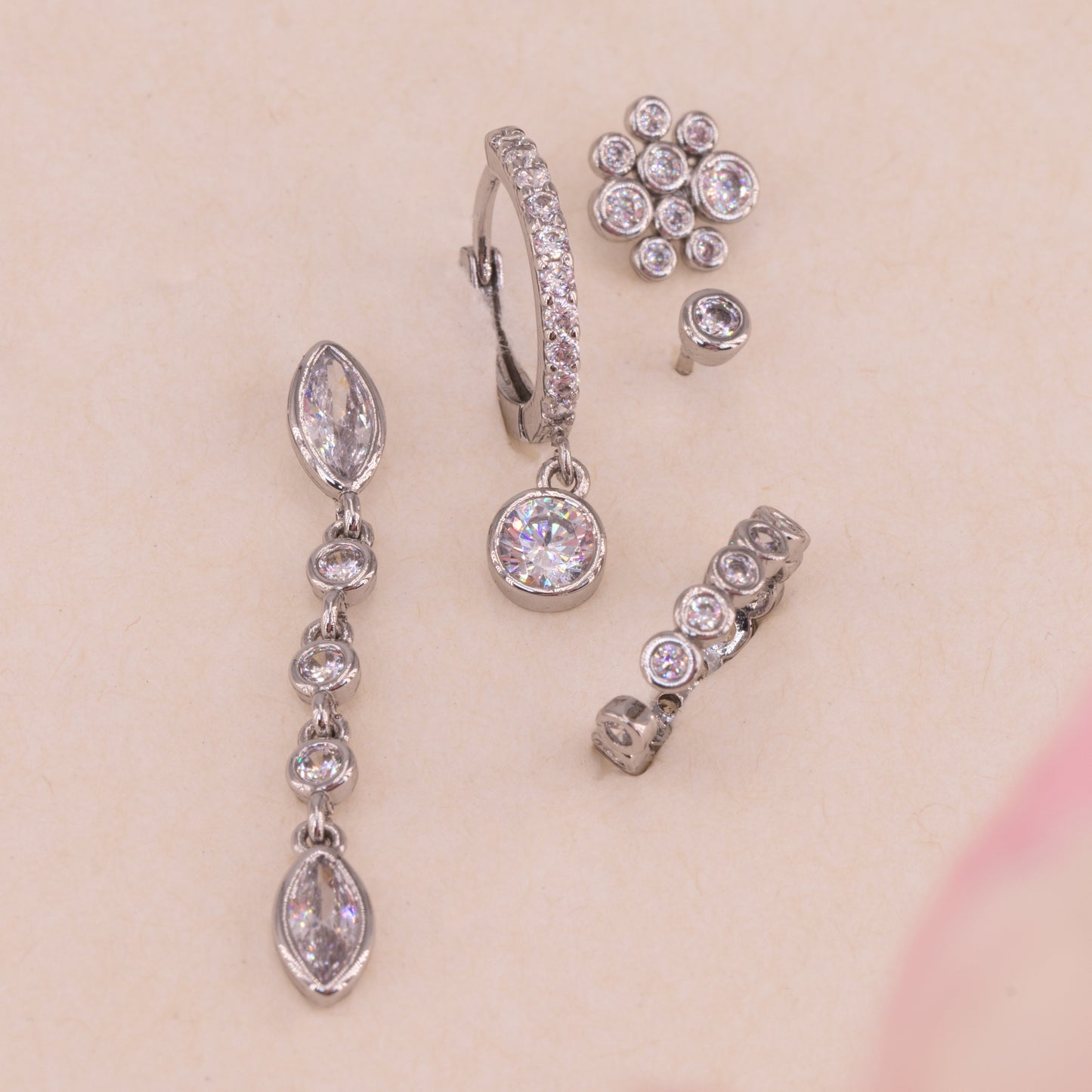 Clear Gem Cluster Ear Party Set
