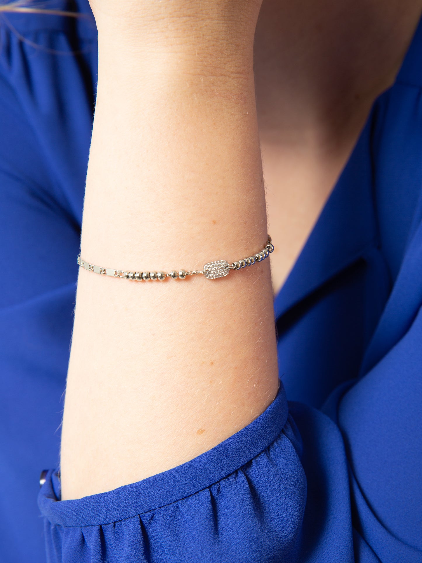 Mini Cubic Studded ID Bar Bracelet