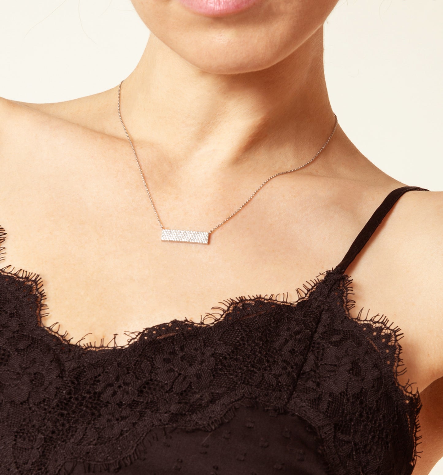 Clear Gem ID Bar Necklace