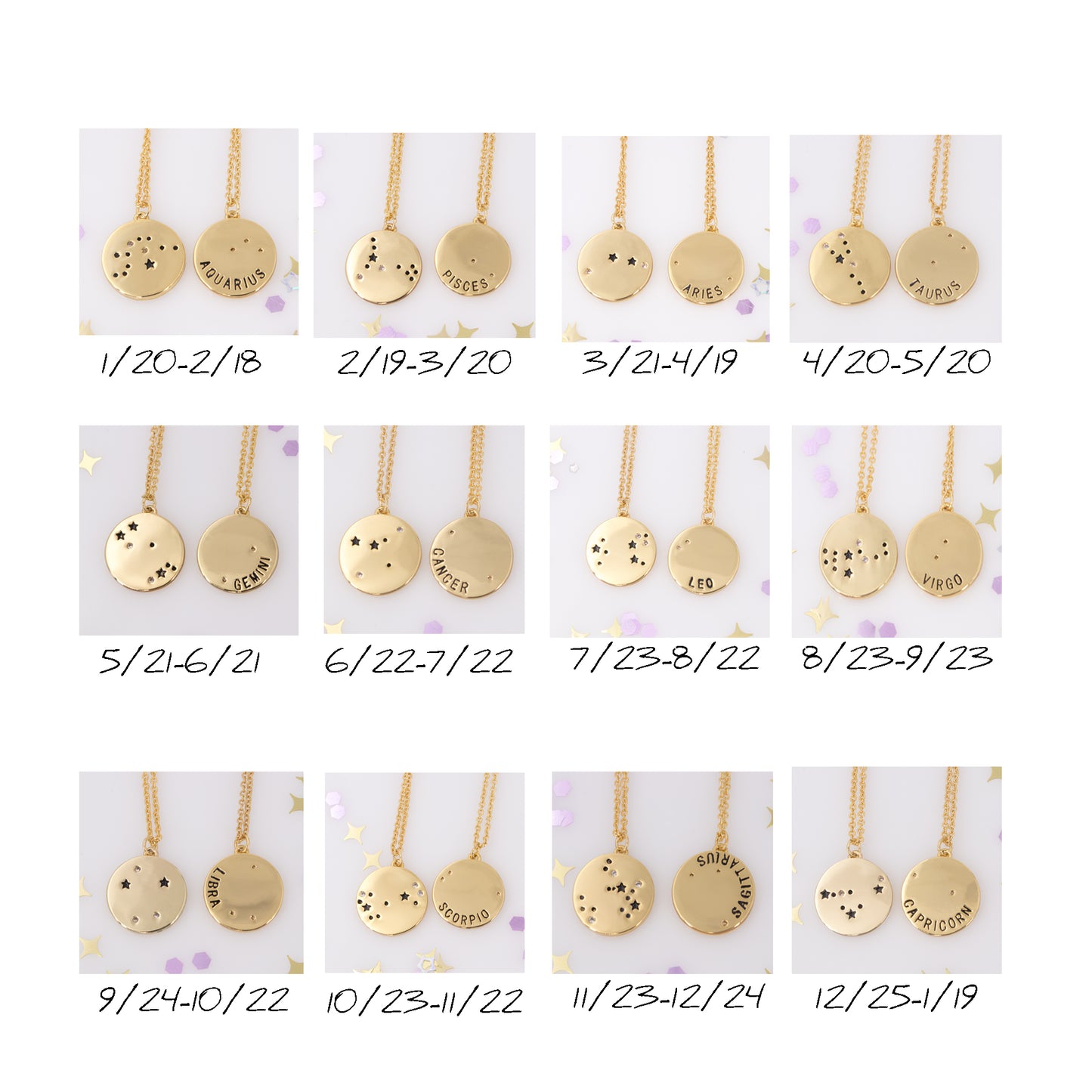 Zodiac Constellation Coin Necklace