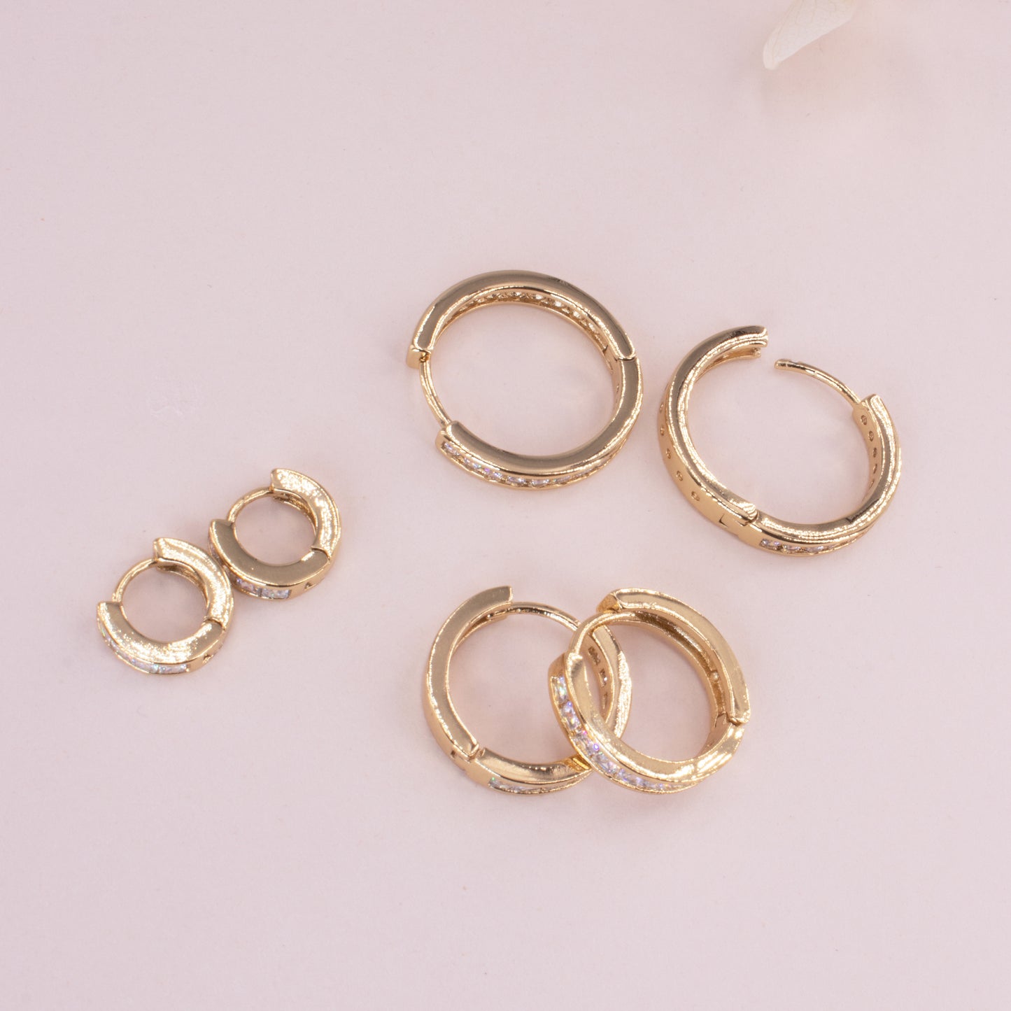 Clear Gemstone Huggie Earrings Set of 3