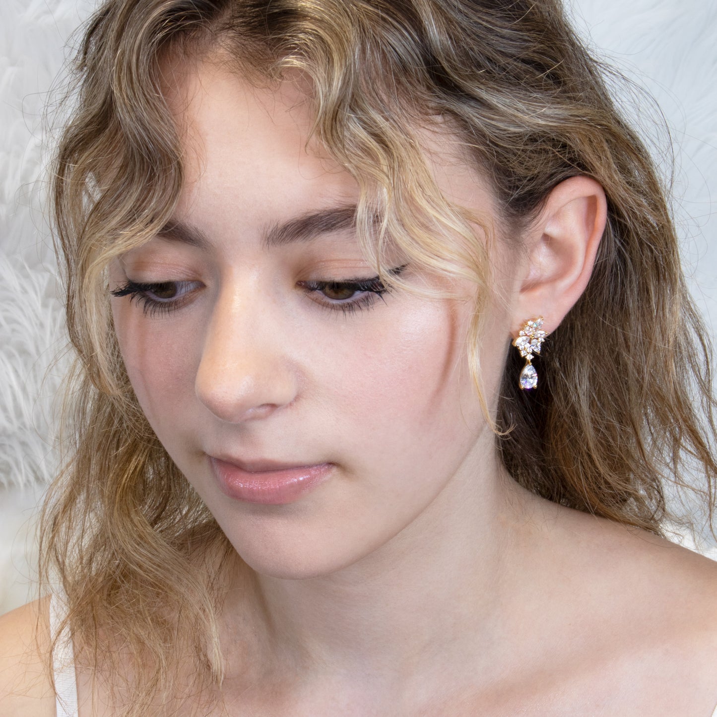 diamond earrings for women gold wedding gift bride bridesmaids 