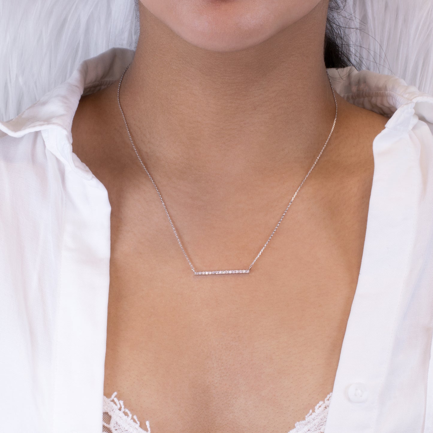 Clear Gem Bar Necklace