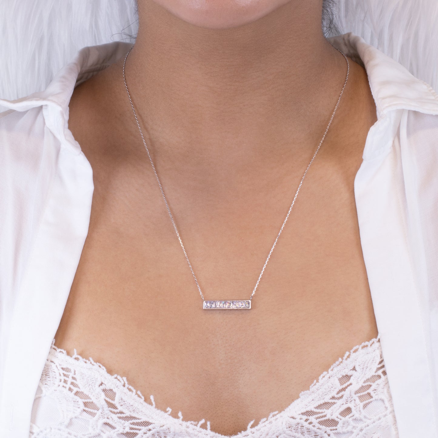 Sparkly Clear Bar Necklace