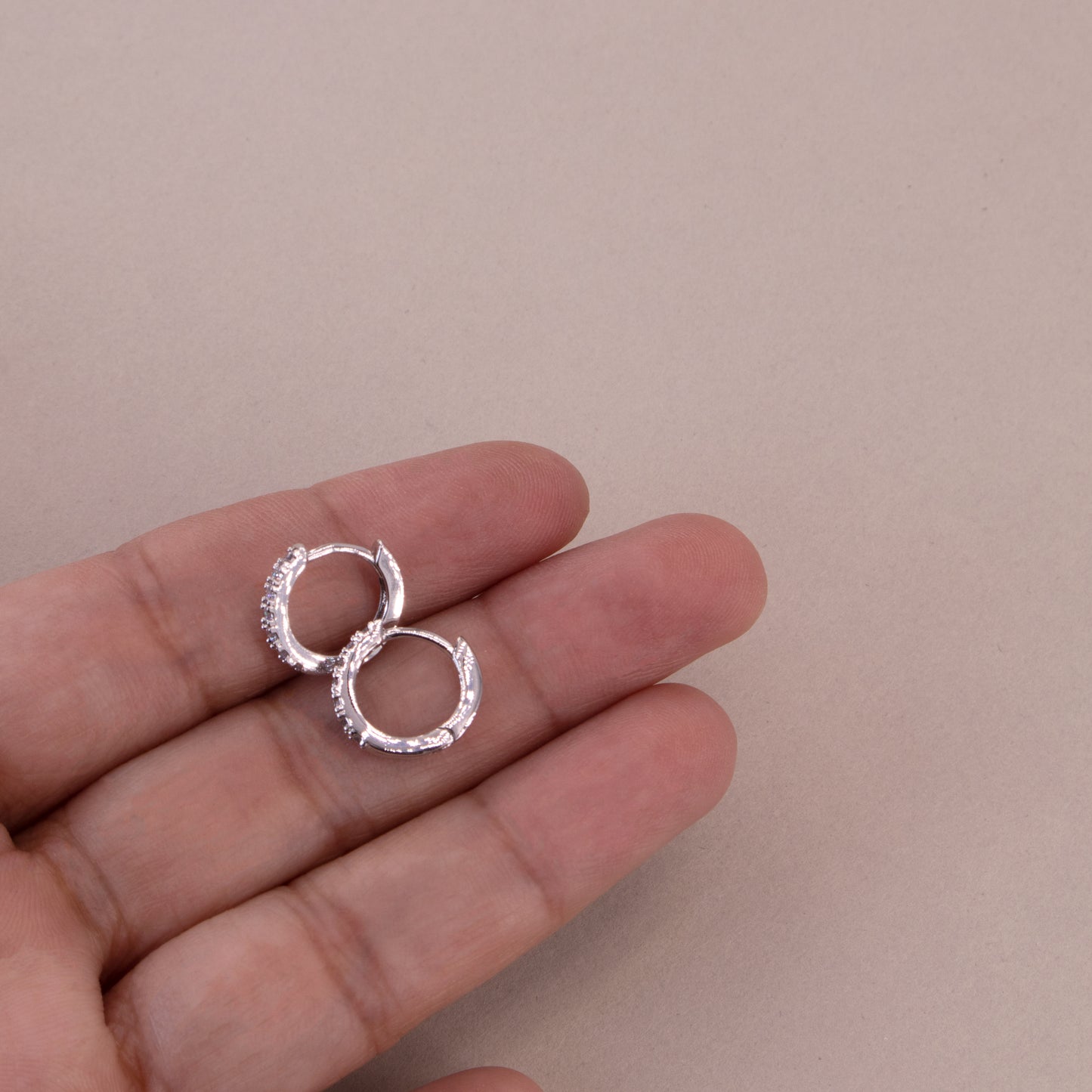 Small Tiny Clear Gem Huggie Earrings