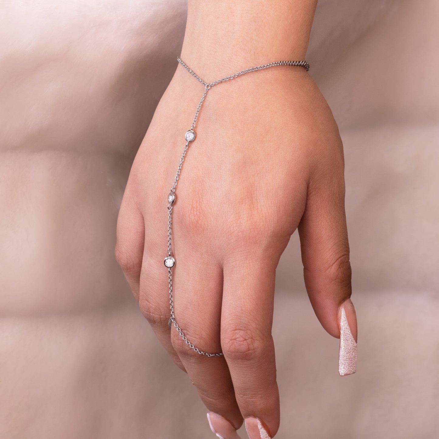 Sparkly Hand Chain Bracelet Ring
