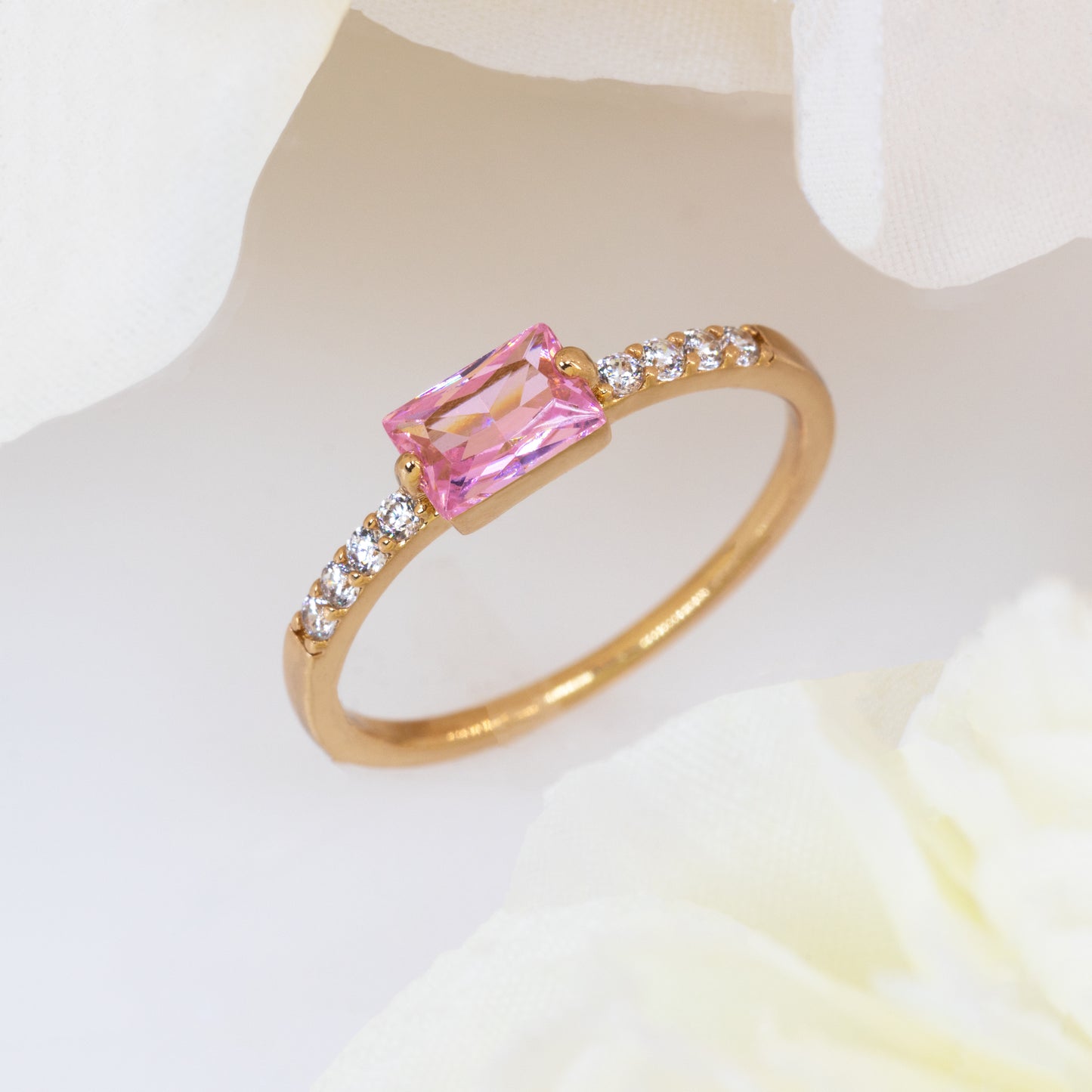 Pink Gemstone Ring - Pink Tourmaline October Birthstone Ring