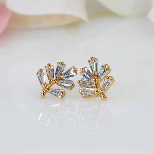 Small Clear Leaf Stud Earrings