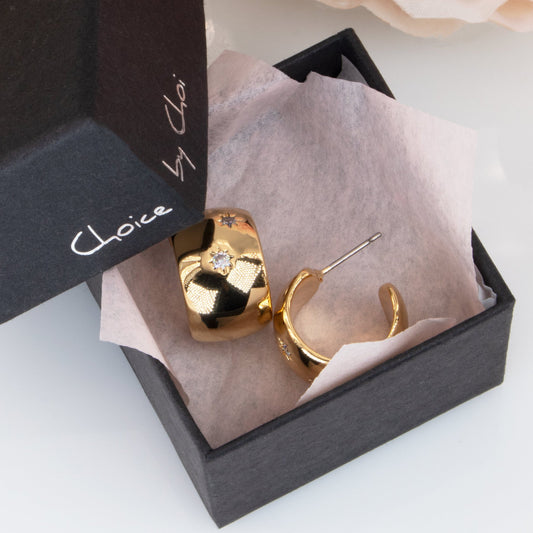 Wide Hoop Earrings Gift Gold