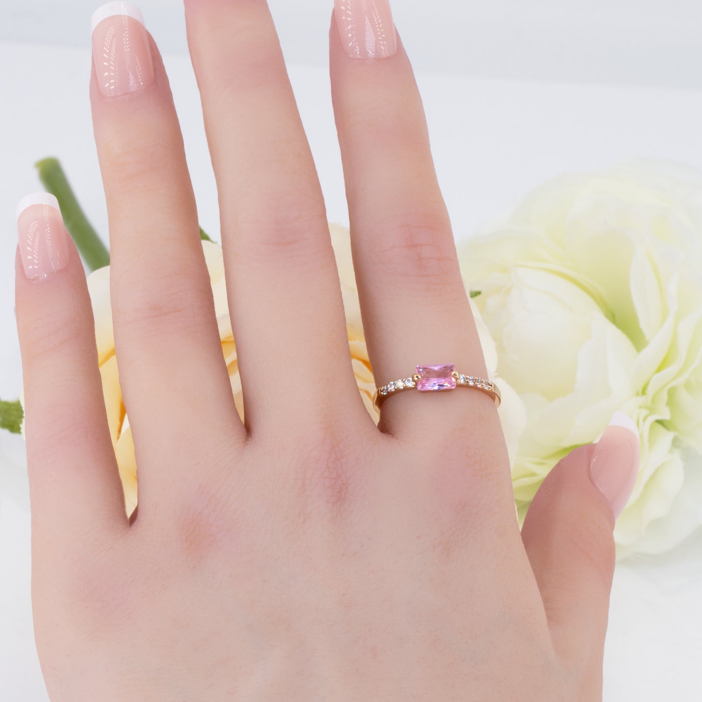 Pink Gemstone Ring - Pink Tourmaline October Birthstone Ring