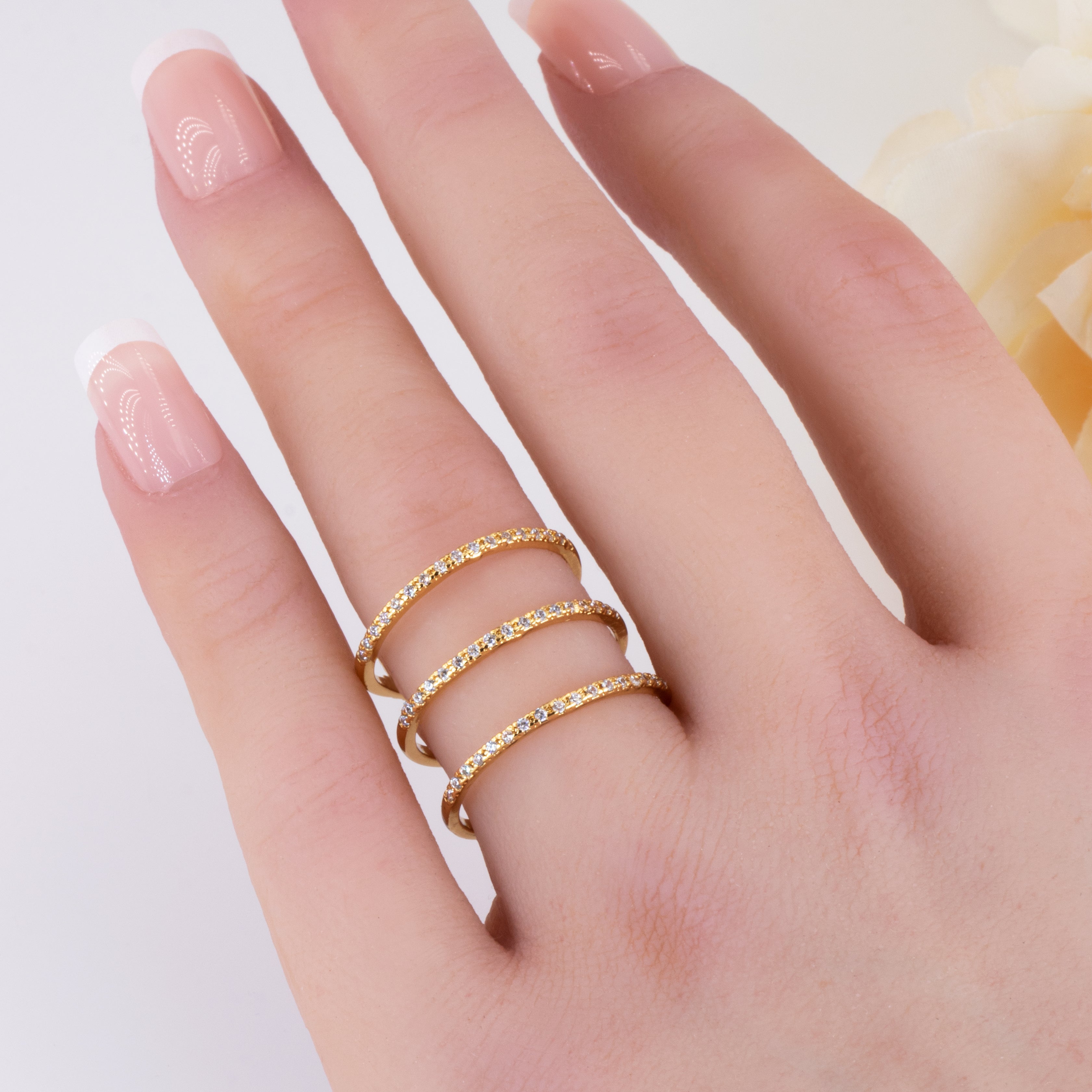 Dainty Layered Ring - 3 Layered Stacked Adjustable Ring Gift For Women ...