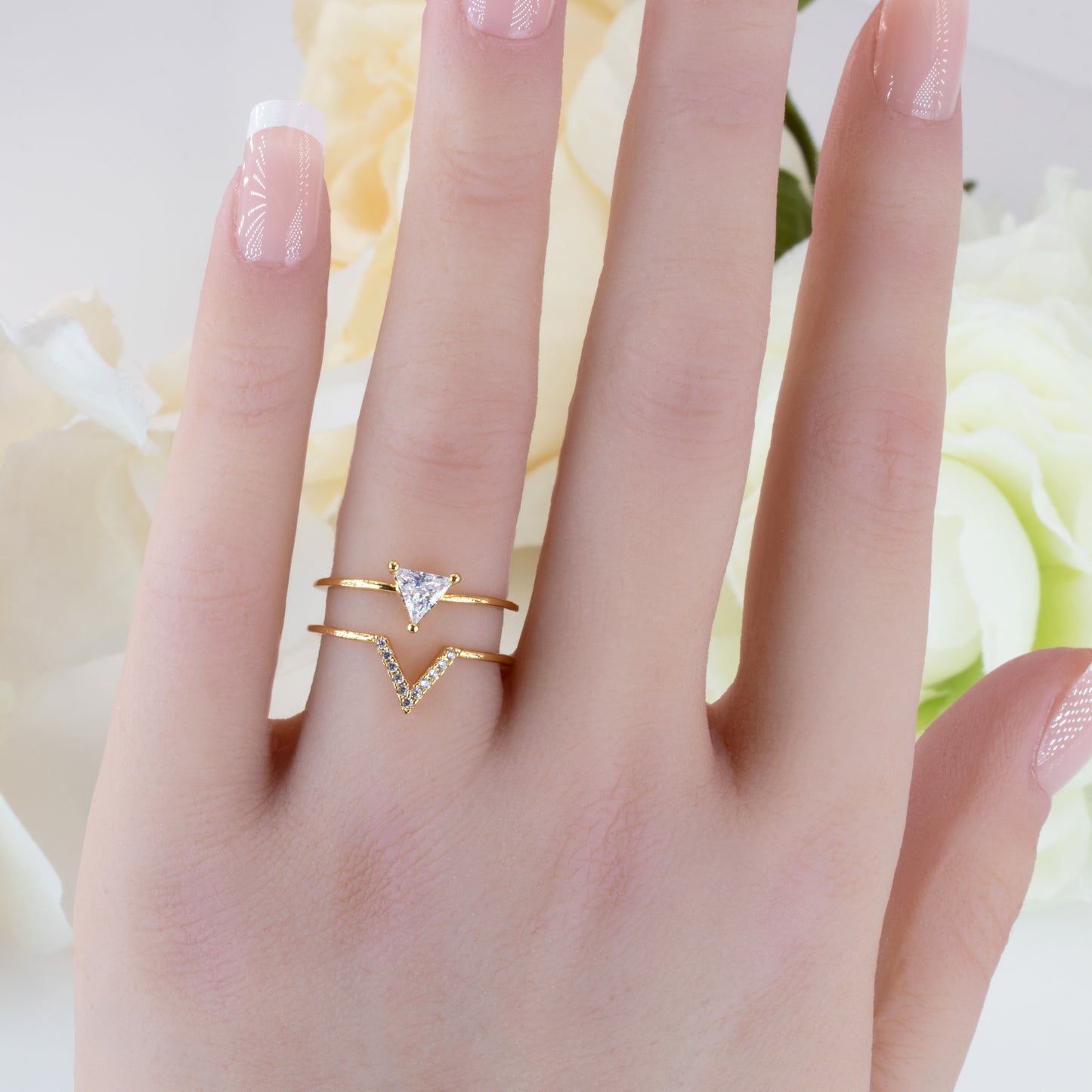 Stacked Triangle Gemstone Ring