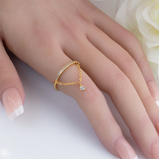 Dangle Ring With Diamond Charm