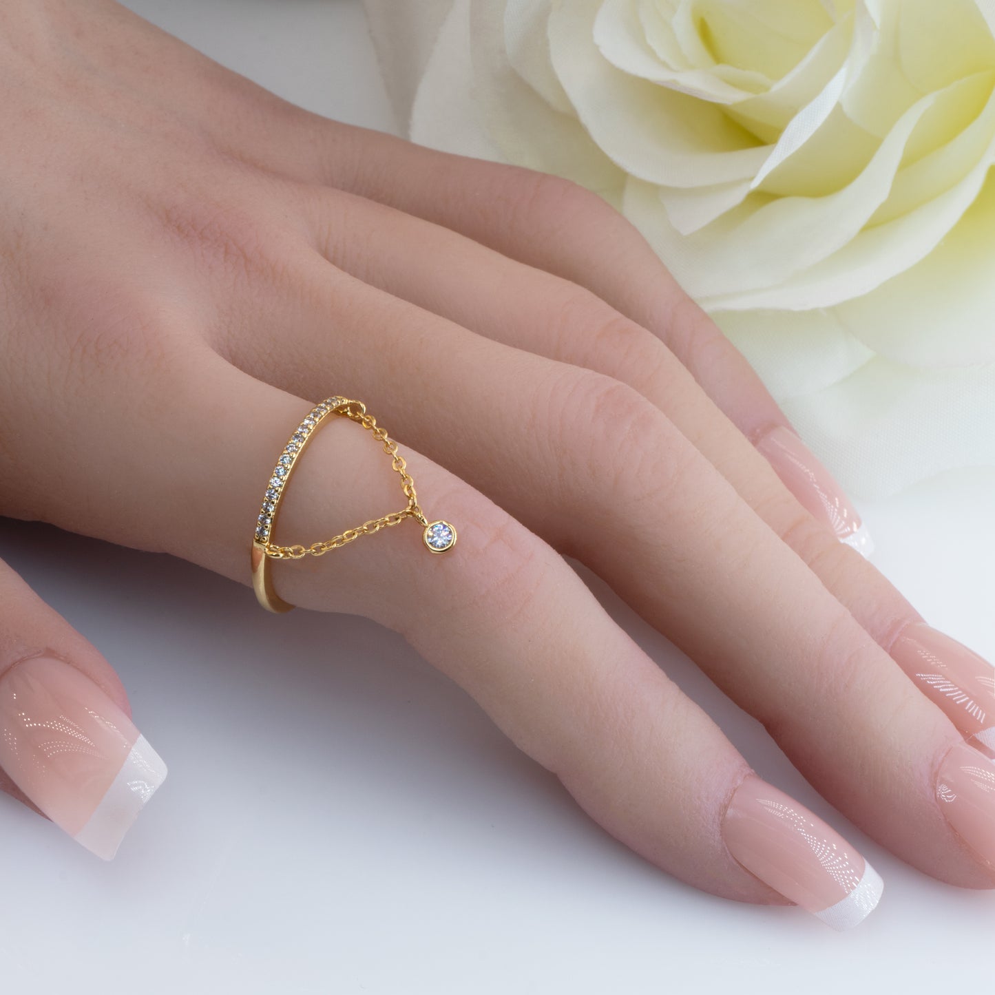 Dangle Ring With Diamond Charm