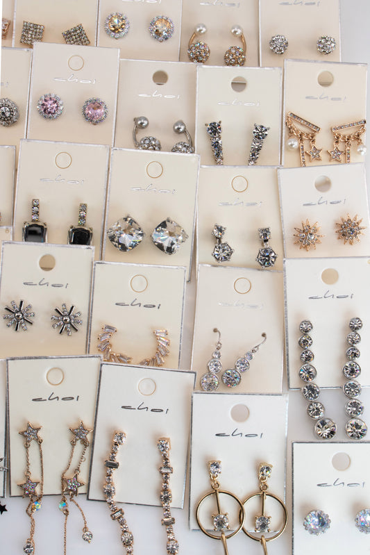Clear Gem Earrings Bulk Pack