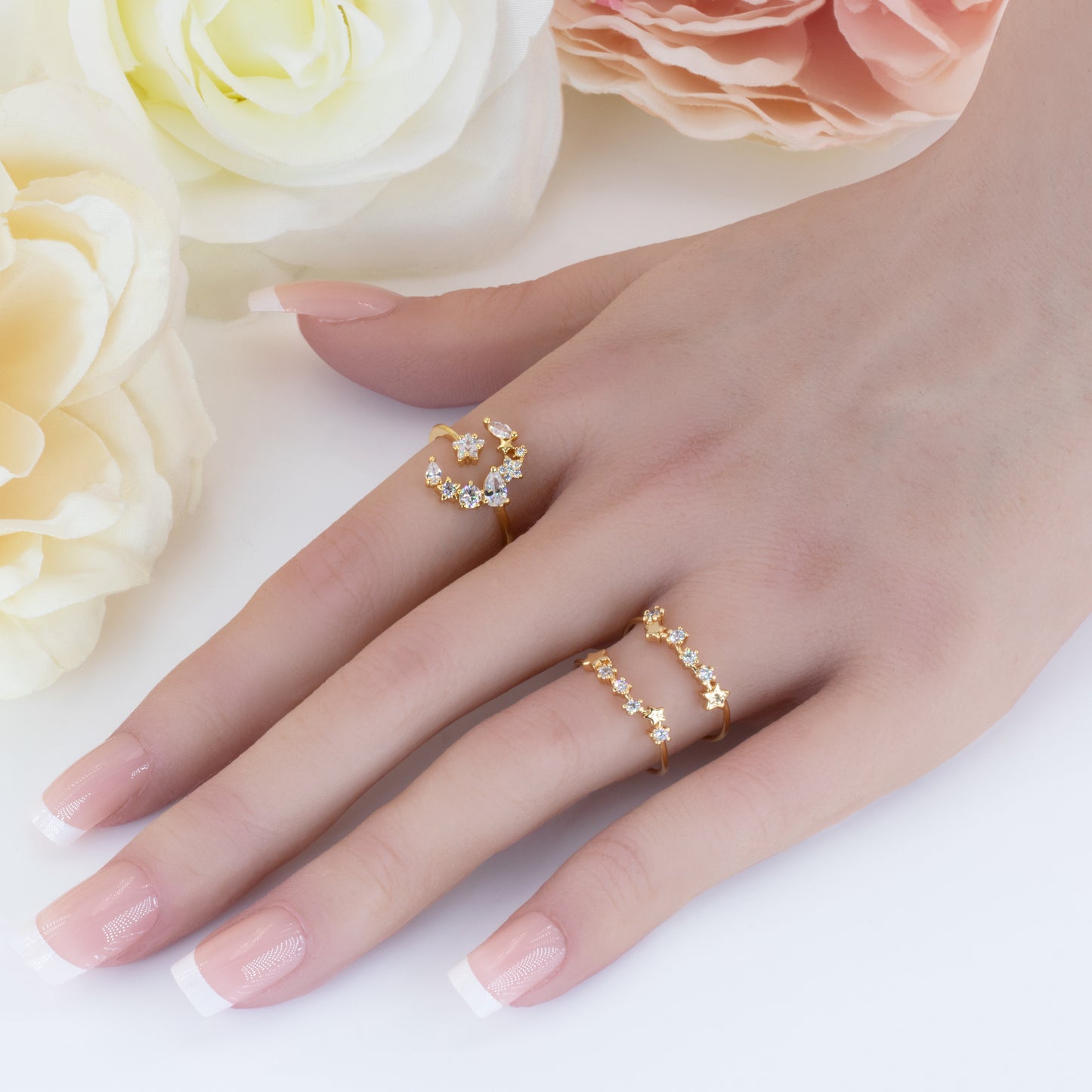 Dainty Layered Stars Ring