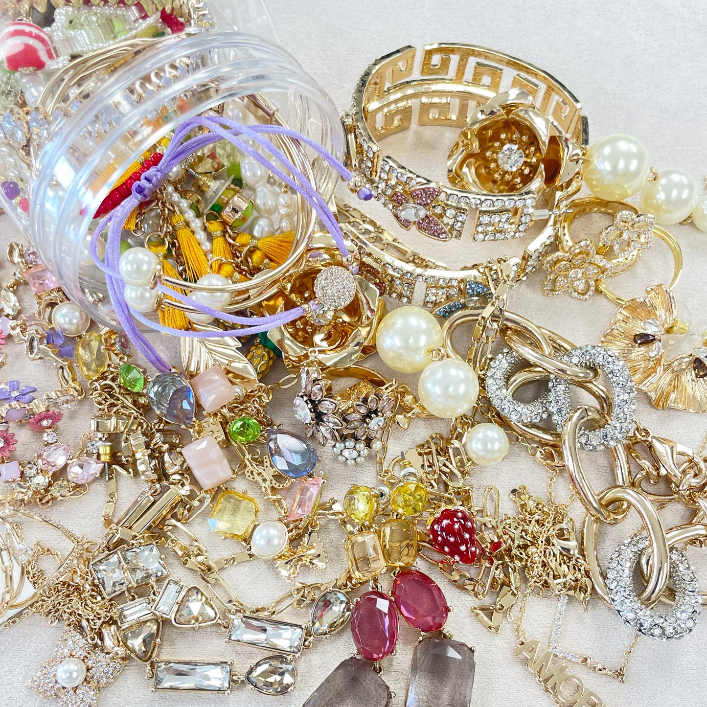 Mystery Jewelry Jar 25 Glam Color Gems Mixed Gift