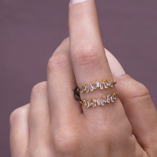 Rectangle Baguette Gem Stacked Ring