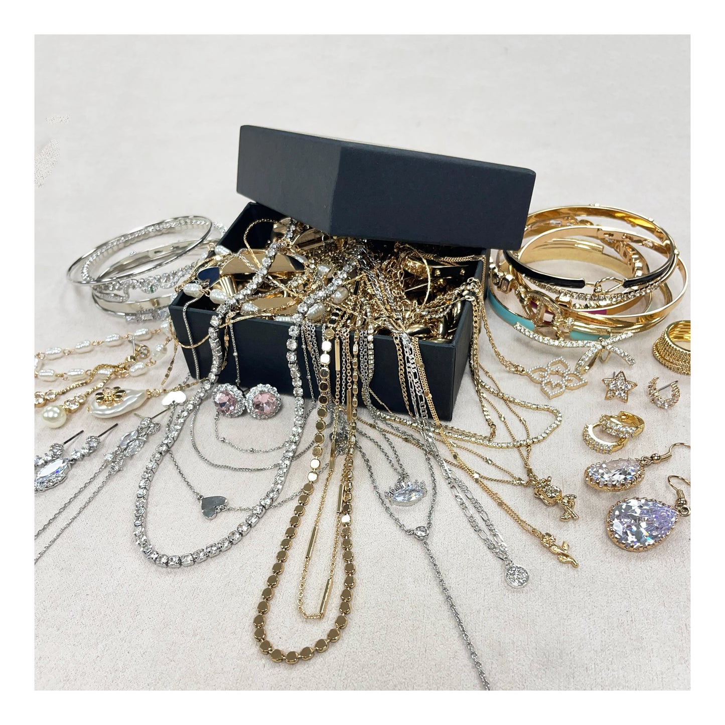 Mystery Jewelry Box 15 Gold Silver, Chunky Dainty Mixed