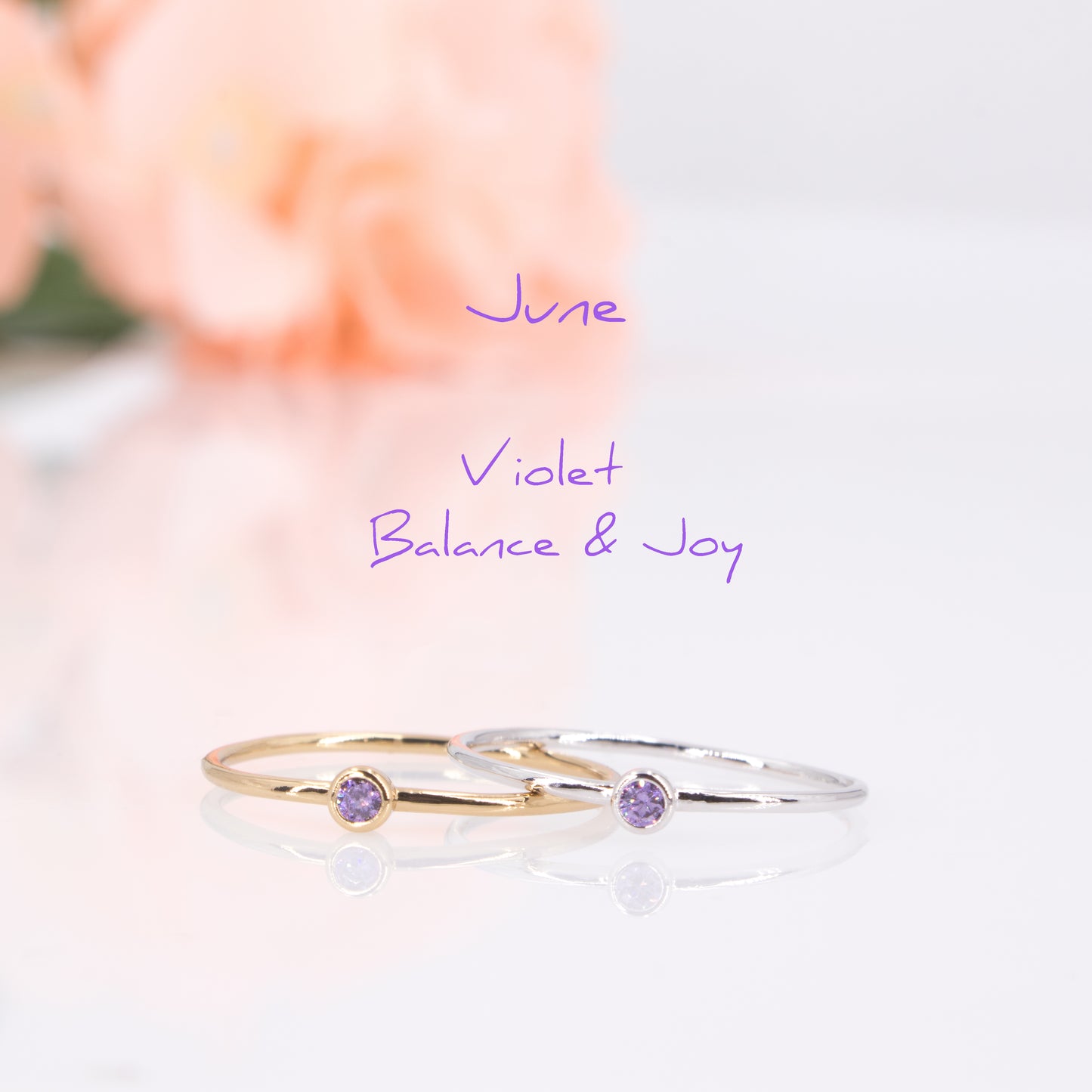 june silver and gold birthstone rings