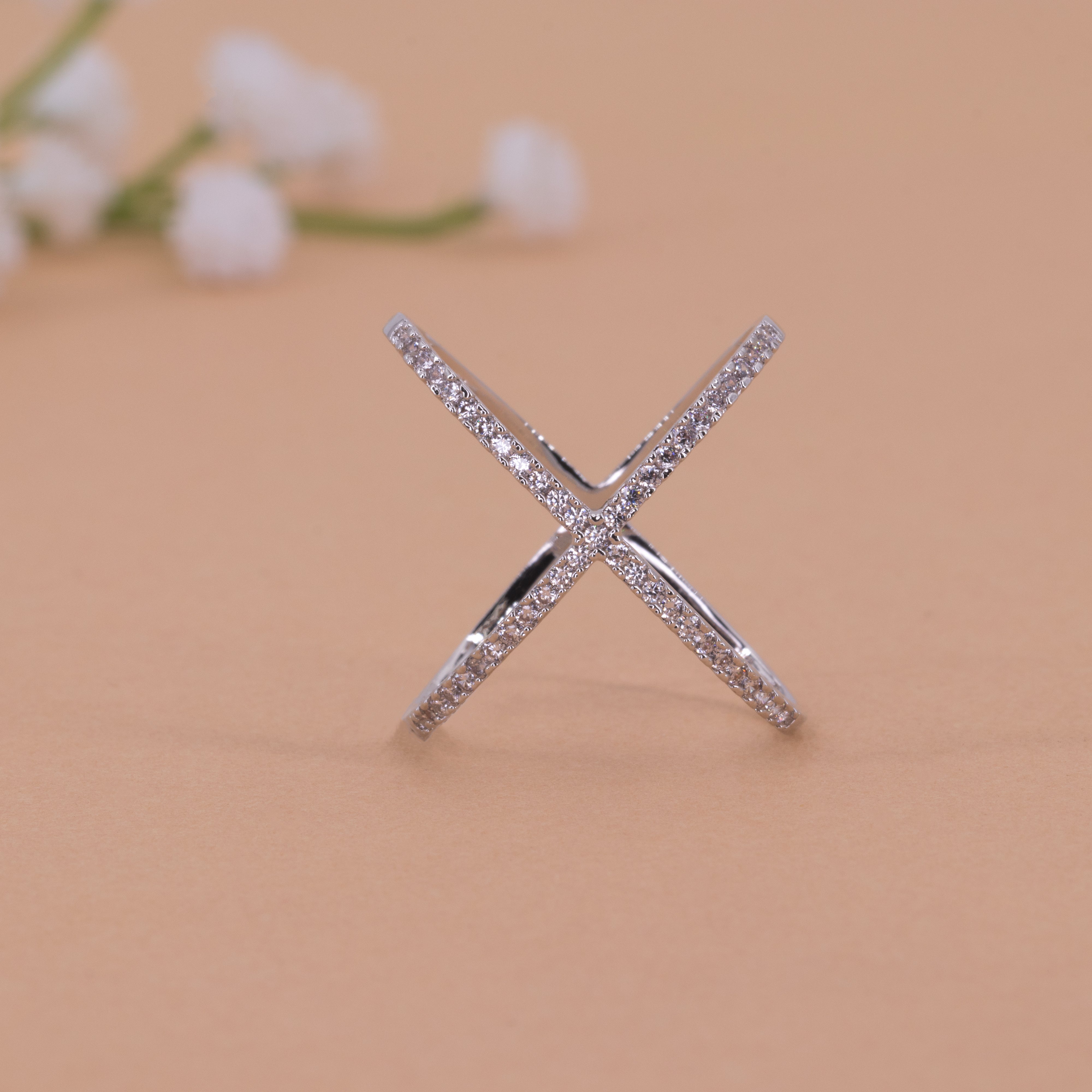 Yellow Gold Dainty Diamond Cross Ring – Meira T Boutique