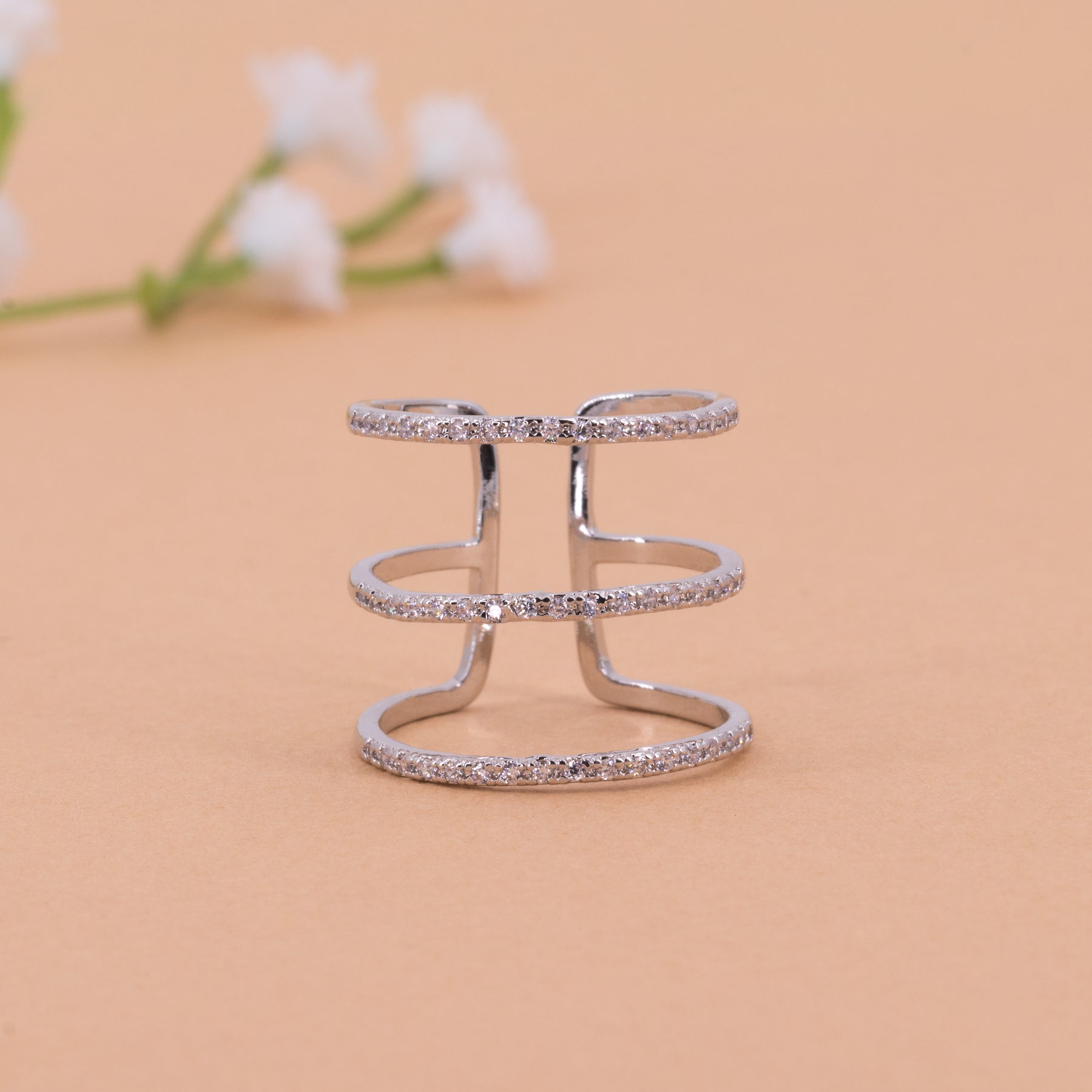 Ring with Triple Layers Stacking Crystal Stone Band. Choice by Choi ...