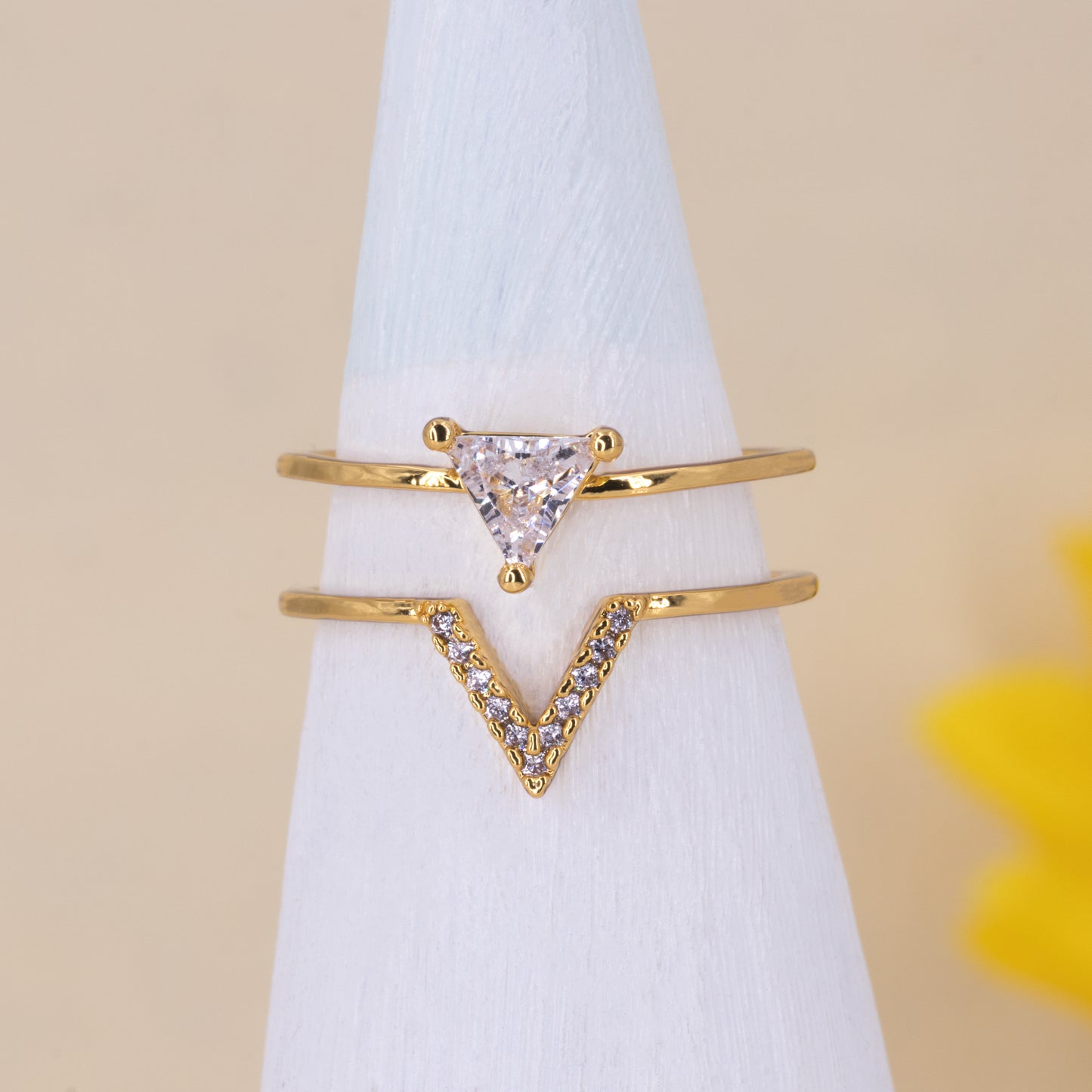 Stacked Triangle Gemstone Ring