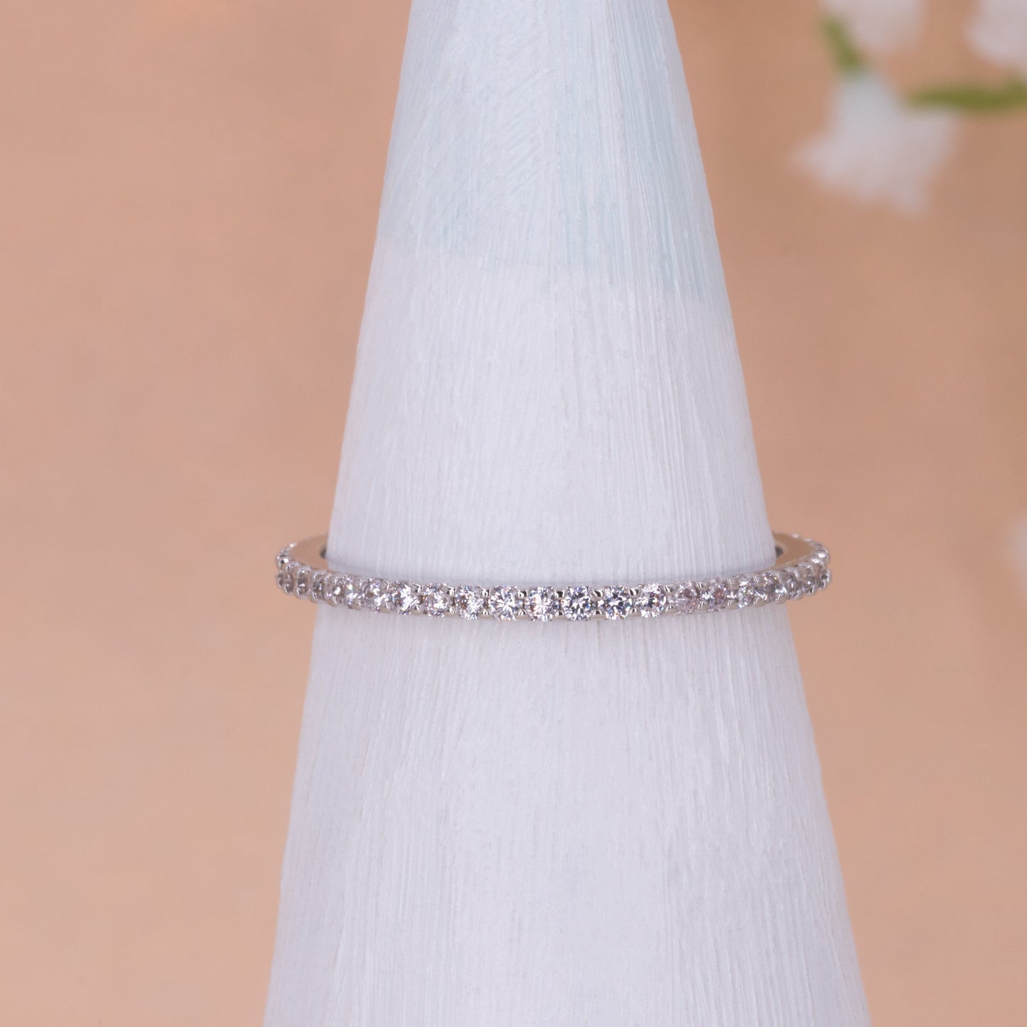  silver Pavé Crystal Eternity Ring on ring holder