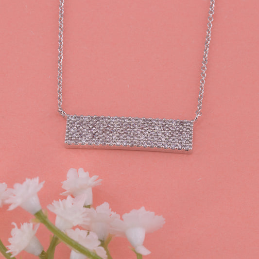 Clear Gem ID Bar Necklace