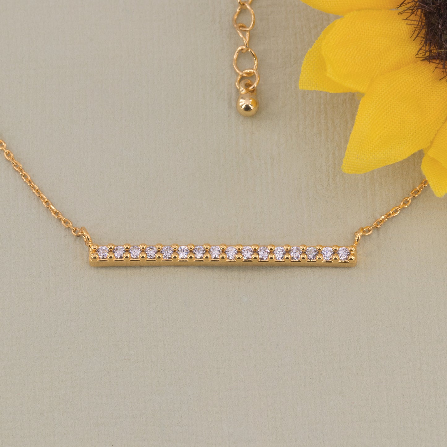 Clear Gem Bar Necklace