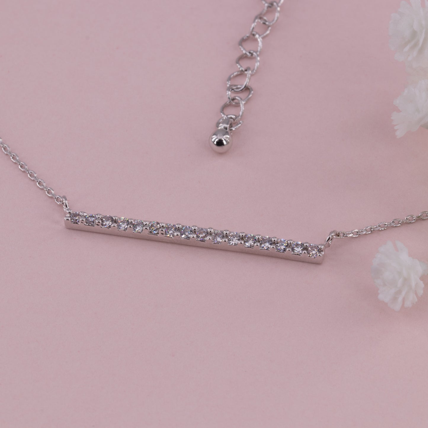 Clear Gem Bar Necklace